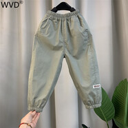 WVDWVD大牌童裝男童夏季褲子2025新款男寶寶春秋薄款休閑長(zhǎng)褲潮小兒童夏 淡綠色MJ標(biāo)防蚊褲(夏季涼爽薄款) 均碼 90cm(建議身高85左右)