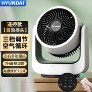 HYUNDAI韓國(guó)空氣循環(huán)扇家用靜音電風(fēng)扇臺(tái)式辦公桌面小型搖頭風(fēng)扇辦公室循環(huán)扇散熱風(fēng)扇小風(fēng)扇客廳循環(huán)電扇 遙控款【自動(dòng)搖頭】7H定時(shí)
