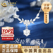 中國黃金純銀紫藤花開項(xiàng)鏈女百搭氣質(zhì)高級(jí)感鎖七夕情人節(jié)禮物送女朋友老婆 （代寫賀卡）足銀*紫藤花項(xiàng)鏈+品牌禮盒