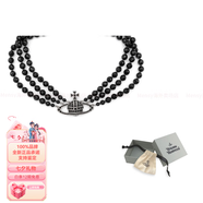 薇薇安·威斯特伍德（Vivienne Westwood）ThreeRowBasRelief項圈式黃銅項鏈男款色七夕情人節(jié)禮物 黑色 F 基礎(chǔ)包裝-防塵袋+包裝盒