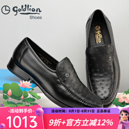 金利來(lái)男鞋新款皮鞋鴕鳥(niǎo)皮透氣商務(wù)休閑鞋舒適一腳蹬套腳懶人鞋樂(lè)福鞋子 黑色 43歐碼