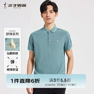 才子（TRIES）【多色可選 】POLO衫夏季新款男士短袖上衣仙鶴刺繡撞色翻領(lǐng) 仙鶴刺繡綠色 M 46(165/84A)