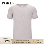 PORTS寶姿男裝春夏棉亞麻圓領(lǐng)短袖修身T恤ML8N123KCD016 黃褐色 M