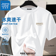 真維斯（JEANSWEST）網(wǎng)眼短袖t恤男夏季2025新款薄款透氣男士半袖寬松休閑涼感打底衫c 白（起點(diǎn)X） 2XL (推薦130-150斤)