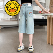 G.DUCKKIDS品牌童裝女童七分褲夏季薄款兒童褲子休閑直筒牛仔褲女孩洋氣潮褲 圖片色 140