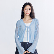 茵曼（INMAN）章若楠同款歐若風(fēng)法式吊帶連衣裙2025夏季新品女裝淡鵝黃色裙子 星空藍針織衫-18528632 S