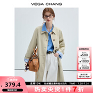 VEGA CHANG風(fēng)衣女款2025新款春秋英倫風(fēng)中長款寬松外套 卡其色 M