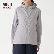 無印良品（MUJI）女式 不易沾水便攜 防風(fēng)夾克 運(yùn)動服 短外套 BDF02A0S 淺灰色 L