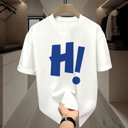 港風(fēng)短袖t恤女日系2025短袖T恤男女上衣服潮流百搭白色T恤潮t 冰絲短袖白色H XL （115-135斤可穿