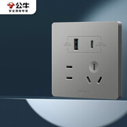 公牛（BULL）開(kāi)關(guān)插座 G12系列五孔插座帶USB+Type-C接口30w快充G12E537 灰