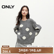 ONLY秋冬甜美百搭休閑波點(diǎn)圓領(lǐng)含羊毛針織衫女|124313032 G12 中花灰色 S (160) 80A