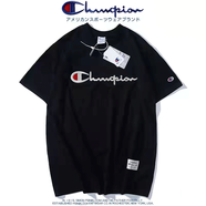 冠軍（CHAMPION）夏季短袖經(jīng)典刺繡logo運動(dòng)t恤男女同款純棉寬松大碼潮牌半袖上 經(jīng)典刺繡_黑色 2XL _160-180斤