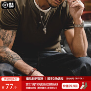 馬登工裝美式肌肉cleanfit重磅亨利衫純棉老錢風(fēng)阿美咔嘰短袖T恤男夏 軍綠色 2XL （185/104A）