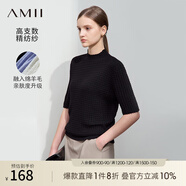 AMII2025春極簡新款半高領(lǐng)純色溫柔風(fēng)蝙蝠袖中袖套頭針織衫 黑色 L