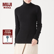 無印良品 MUJI 女式  羅紋高領毛衣 W9AA870 長袖針織衫 黑色 S