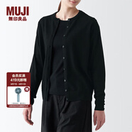 無印良品（MUJI）女式羊毛可水洗高針距圓領(lǐng)開衫長袖針織上衣女裝外套秋季BA1O5A3A 黑色 XS (150/76A)