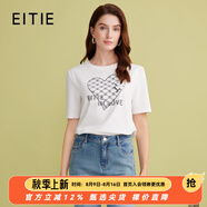 愛(ài)特愛(ài)（EITIE）簡(jiǎn)約logo印花短袖T恤女2025秋季新款寬松顯瘦圓領(lǐng)上衣7702404 極光白10 L (165)