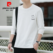 皮爾卡丹（pierre cardin）長(cháng)袖T恤男純棉寬松大碼寬松笑臉全棉休閑體恤剪標短袖打底衫 3322白色(長(cháng)袖) M