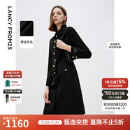 朗姿法式赫本風(fēng)高級感收腰顯瘦黑色氣質(zhì)a型連衣裙2025年春季新款 黑色 M