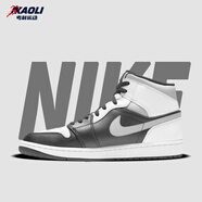耐克（NIKE）【潮】Air Jordan aj1板鞋男女新款中高幫休閑運動耐磨籃球鞋 554725/554724-073黑白灰影子 44