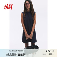 H&M女裝千金風(fēng)連衣裙2025夏季新款圓領(lǐng)無(wú)袖通勤優(yōu)雅A字裙1265322 海軍藍 XS 155/80