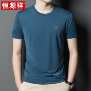 恒源祥2025夏季新款男士冰絲T恤運(yùn)動(dòng)彈力圓領(lǐng)短袖跑步健身速干上父親節(jié) KLSB-8684中蘭 M 165