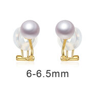 悅甄無(wú)痛珍珠耳夾海水珍珠耳釘akoya耳夾女無(wú)耳洞耳飾claic 6mm-6.5mmk黃版YZEP039