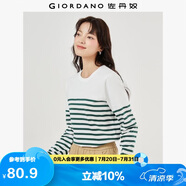 佐丹奴T恤女純棉條紋海軍風(fēng)海魂衫開叉下擺圓領(lǐng)長袖t恤女13322802