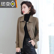 葭安新款短款毛呢大衣女秋季小香風(fēng)寬松時(shí)尚休閑百搭紐扣開(kāi)衫外套 咖啡色【款】 L 100-115斤