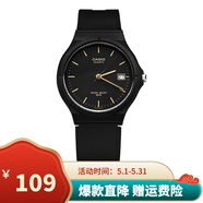 卡西歐（CASIO）手表學(xué)生小黑表簡(jiǎn)約指針石英電子表 手表男女考試手表時(shí)尚運(yùn)動(dòng)表 MW-59-1E 33mm小表盤(pán)帶日歷