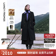 朗姿純羊毛冬季新款氣質(zhì)高級感通勤中長(cháng)款顯瘦毛呢外套上衣 黑色 L