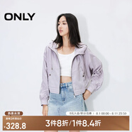 ONLY春夏機(jī)能風(fēng)寬松插肩袖抽繩連帽風(fēng)衣外套女|124336018 C39 冠薊紫色 M (165) /84A