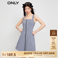 ONLY時尚百搭短款A(yù)字吊帶雪紡連衣裙女|123207028 H31尤琪藍白格 M 165/84A