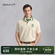 GANT/甘特25年新款夏季男士簡約打底衫時尚撞色短袖T恤翻領POLO衫 102-米色 米色 2XL