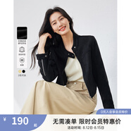 梵希蔓黃色美式復古短外套女2025年春季新款小個子拼接設計感上衣 M5675 黑色 L