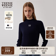 Teenie Weenie小熊女裝冬裝簡(jiǎn)約休閑時(shí)尚中領(lǐng)毛衣貼身打底衫針織衫 藏青色 S 160