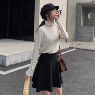 BMOI大碼針織半身裙短款毛線裙女秋冬A字裙胖mm冬裙遮胯顯瘦百搭短裙 黑色 M 【80-100斤】