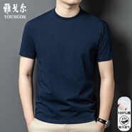 CEO雅戈?duì)柤兠迗A領(lǐng)短袖t恤男2025夏季純色百搭男士休閑舒適半袖上衣 藏青 S 160 建議90~100斤