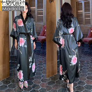 莫代爾冰絲睡袍女夏薄款國風復古日式漢服晨袍睡衣浴袍衣長款公主家居服 菱花湛露 M 均大碼 168c以上，120-180斤