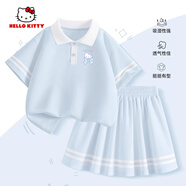 Hello Kitty凱蒂貓女童夏裝套裝2025新款薄款洋氣時(shí)髦童裝兒童polo短袖百褶裙