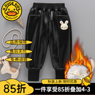 G.DUCKKIDS女童褲子秋冬季兒童皮褲三層加絨夾棉一條過(guò)冬加厚靴褲寶寶保暖褲 三層棉褲 120碼建議身高110-120cm6-7歲