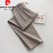 皮爾卡丹（pierre cardin）色織提花條紋睡褲女款春秋新款水洗純棉全棉薄款情侶家居闊腿褲 男朋克灰提花長(cháng)褲 M