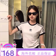 阿迪達(dá)斯（adidas）jennie同款韓版正肩圓領(lǐng)短袖T恤女修身顯瘦百搭三葉草運(yùn)動(dòng)上衣女 白色純棉220g M