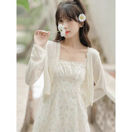 京多夢(mèng)女裝開(kāi)衫2025款外套外搭防曬衣披肩罩衫小坎肩時(shí)尚搭配吊帶裙上衣 杏色 M 杏色(80-100斤)