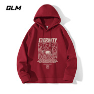 GLM美式復(fù)古連帽衛(wèi)衣男秋季男裝長(zhǎng)袖休閑男士套頭上衣外套