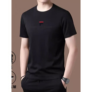 EMPORIO ARMANI EA7阿瑪尼中年短袖T恤男?！ばQ·絲2025年新款夏季男裝冰·絲大碼半袖 1030黑色 2XL 180/ 158-170斤