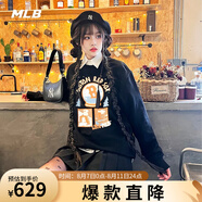 美職棒（MLB）官方男女情侶衛(wèi)衣LIKE系列長(zhǎng)袖寬松印花紐約洋基隊(duì)NY春秋款套頭衫 波士頓隊(duì)/黑色/建議拍大一碼 XS 160/84A
