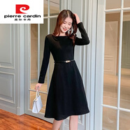 皮爾卡丹赫本風(fēng)小黑裙2025春秋新款七分袖減齡顯瘦遮肚子高端黑色連衣裙子 黑色/ 《一字領(lǐng)》長(cháng)袖 2XL 127斤/137斤