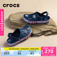 卡駱馳crocs洞洞鞋貝雅卡駱班輕便耐磨一腳蹬休閑鞋|205089 深藍/辣椒紅-4CC 45 (290mm)