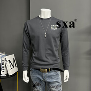 SXA香港潮牌棉長(cháng)袖T恤男新款春秋圓領(lǐng)時(shí)尚印花潮流體恤打底衫上衣 抽象鳥(niǎo)款灰色 加絨 M